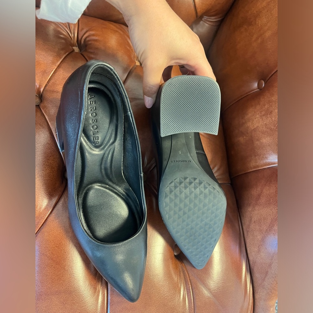 Black Pointed Toe Pumps With Block Heel - image 5